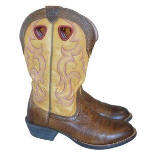 Ariat Raw Hide Leather Men’s Western Cowboy Boots Yellow Brown Size 7.5B Casual